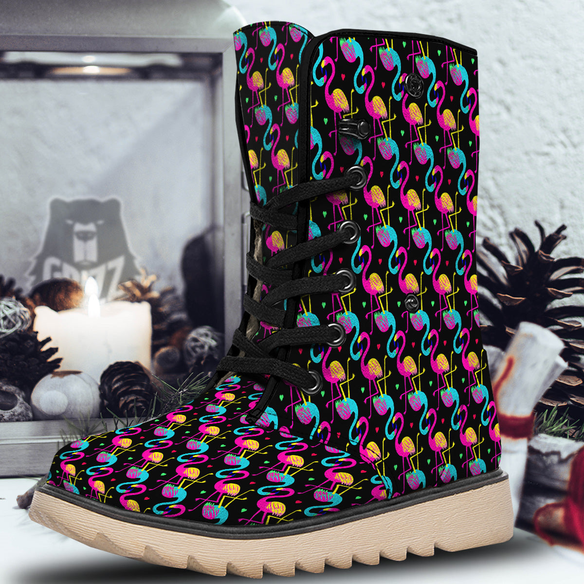 Exotic Hawaiian Flamingo Print Pattern Snow Boots-grizzshop