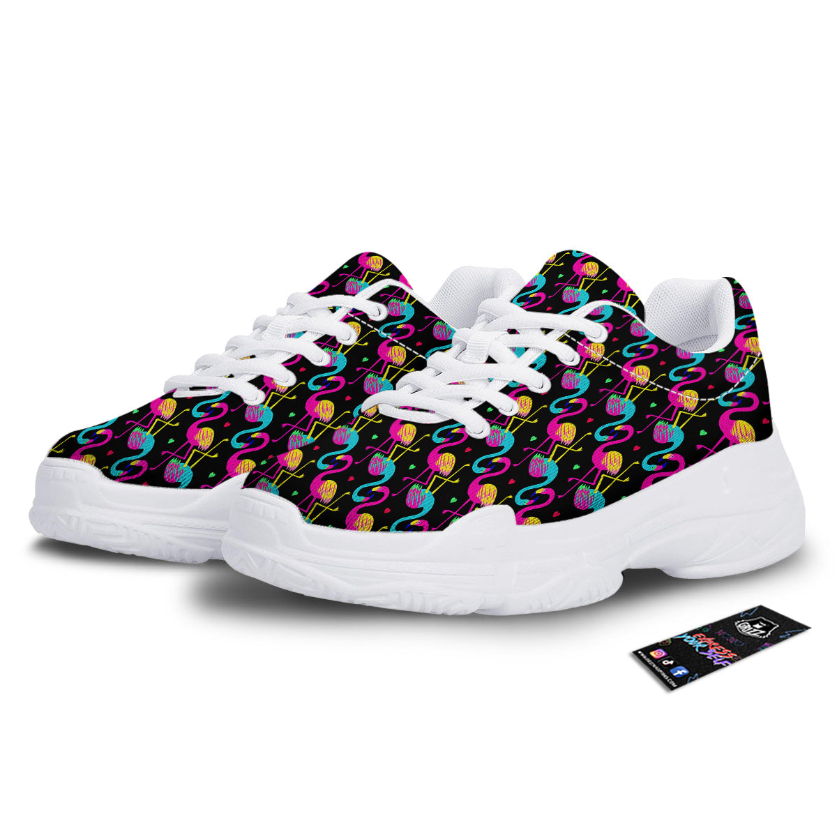 Exotic Hawaiian Flamingo Print Pattern White Chunky Shoes-grizzshop