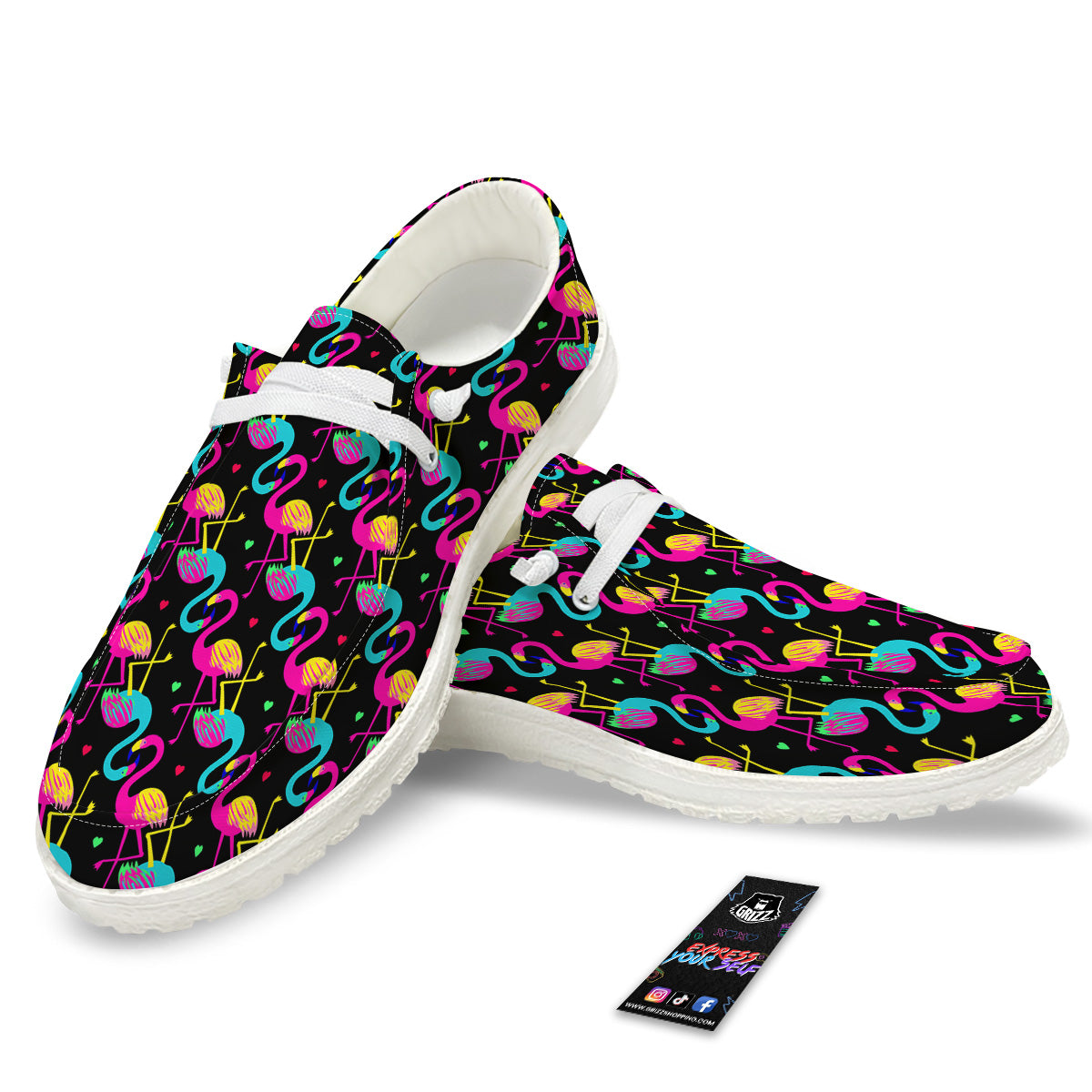 Exotic Hawaiian Flamingo Print Pattern White Loafers-grizzshop
