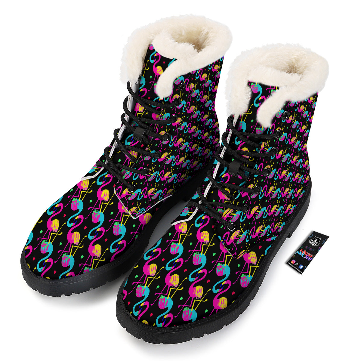 Exotic Hawaiian Flamingo Print Pattern Winter Boots-grizzshop