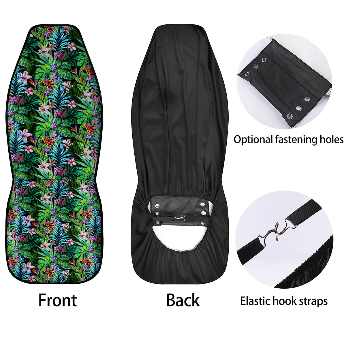 Exotic Hibiscus And Palm Print Pattern Car Seat Covers-grizzshop