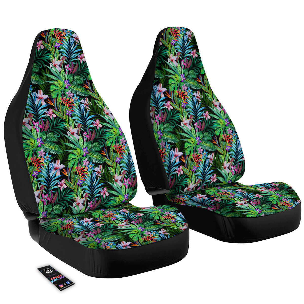 Exotic Hibiscus And Palm Print Pattern Car Seat Covers-grizzshop