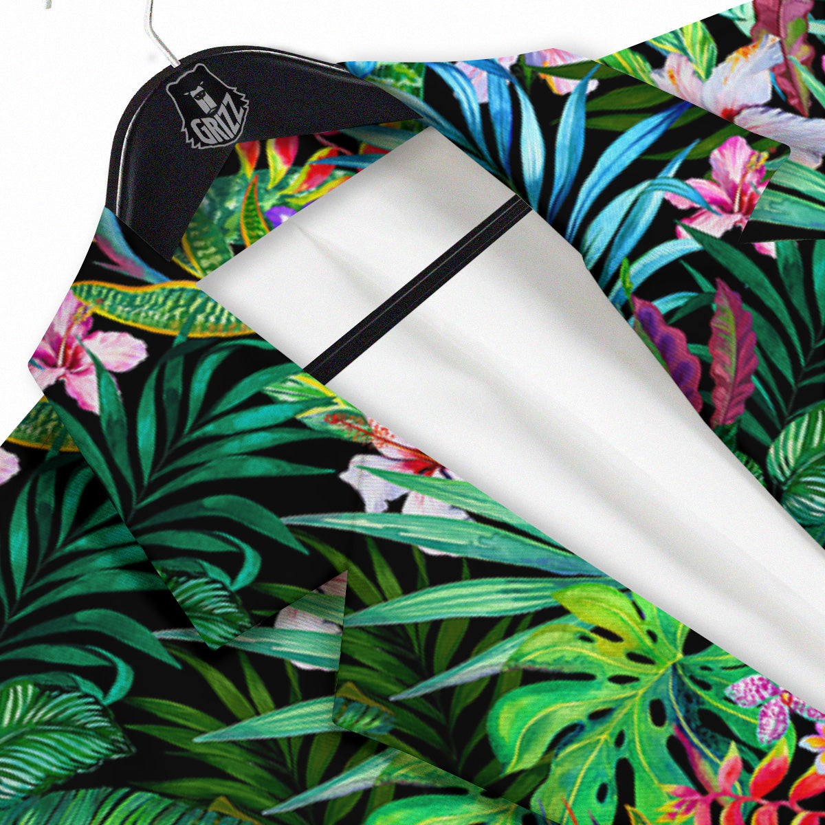 Exotic Hibiscus And Palm Print Pattern Men's Sport Coat-grizzshop