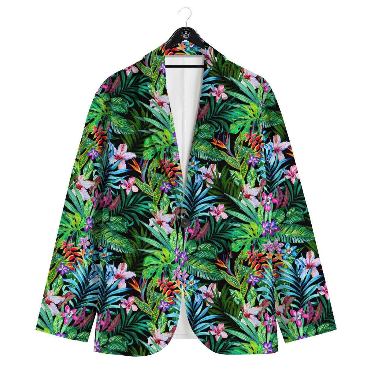 Exotic Hibiscus And Palm Print Pattern Men's Sport Coat-grizzshop