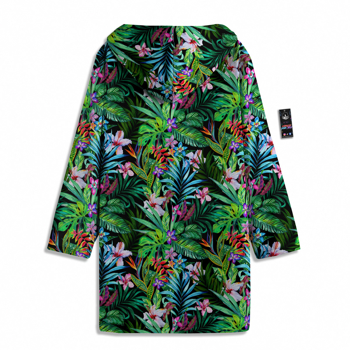 Exotic Hibiscus And Palm Print Pattern Men's Windbreaker Jacket-grizzshop