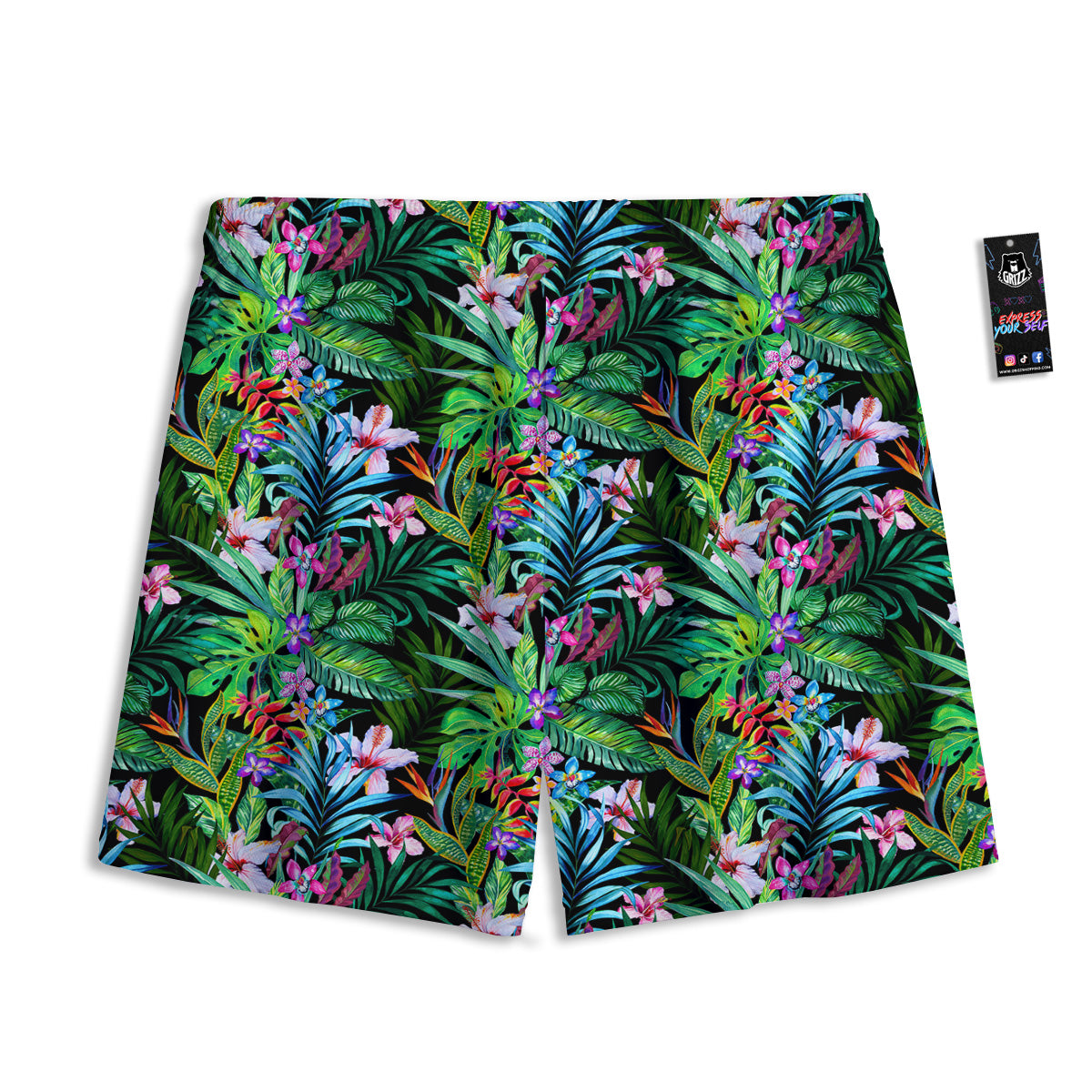 Hibiscus Exotic Tropical Print Pattern Mesh Shorts