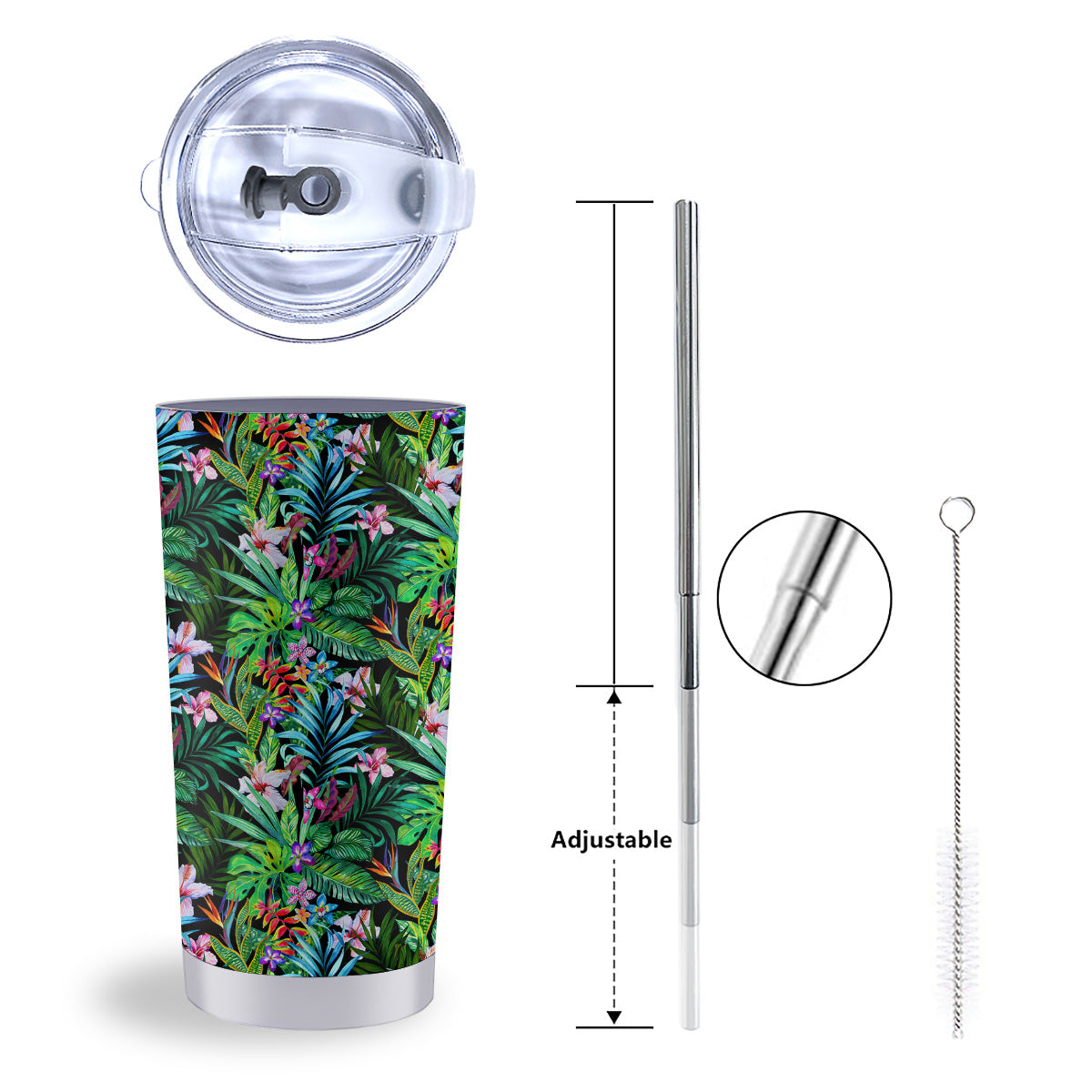 Exotic Hibiscus And Palm Print Pattern Tumbler-grizzshop