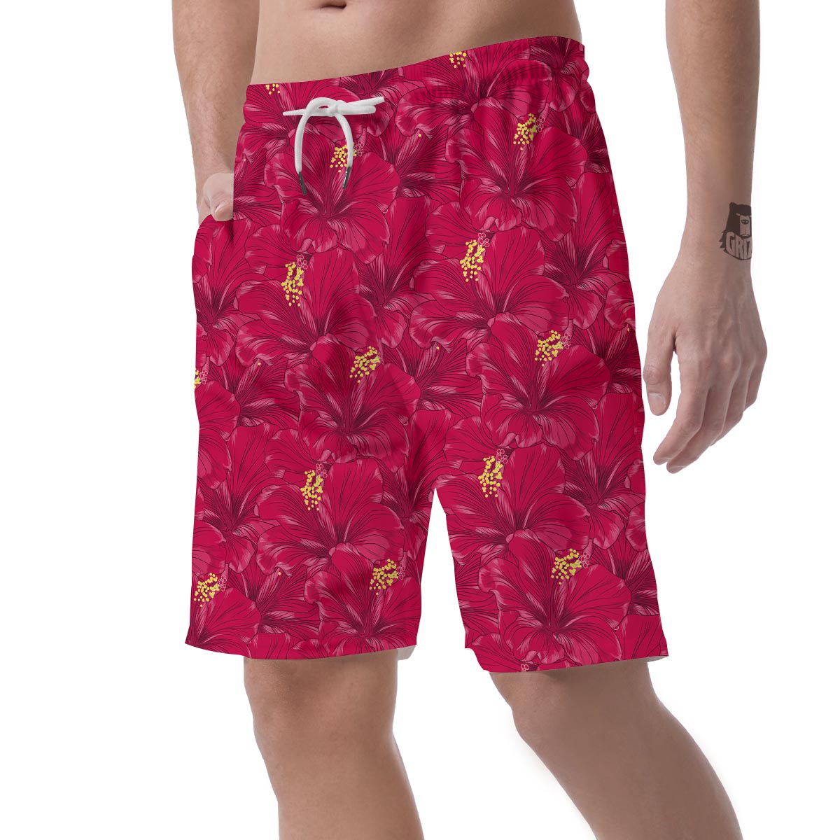 Exotic Hibiscus Flower Hawaiian Print Men's Shorts-grizzshop