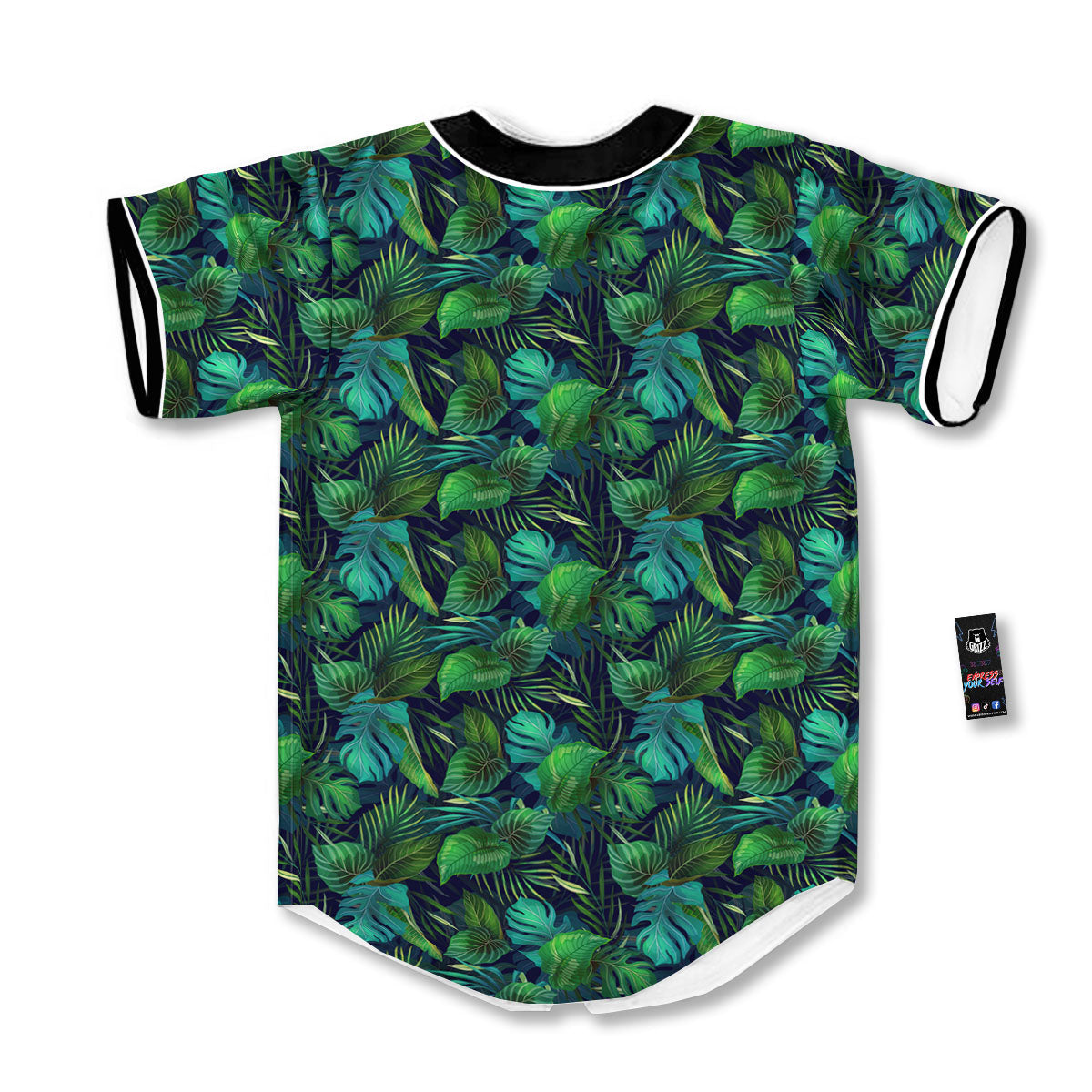 Exotic Leaf Tropical Print Pattern Baseball Jersey-grizzshop