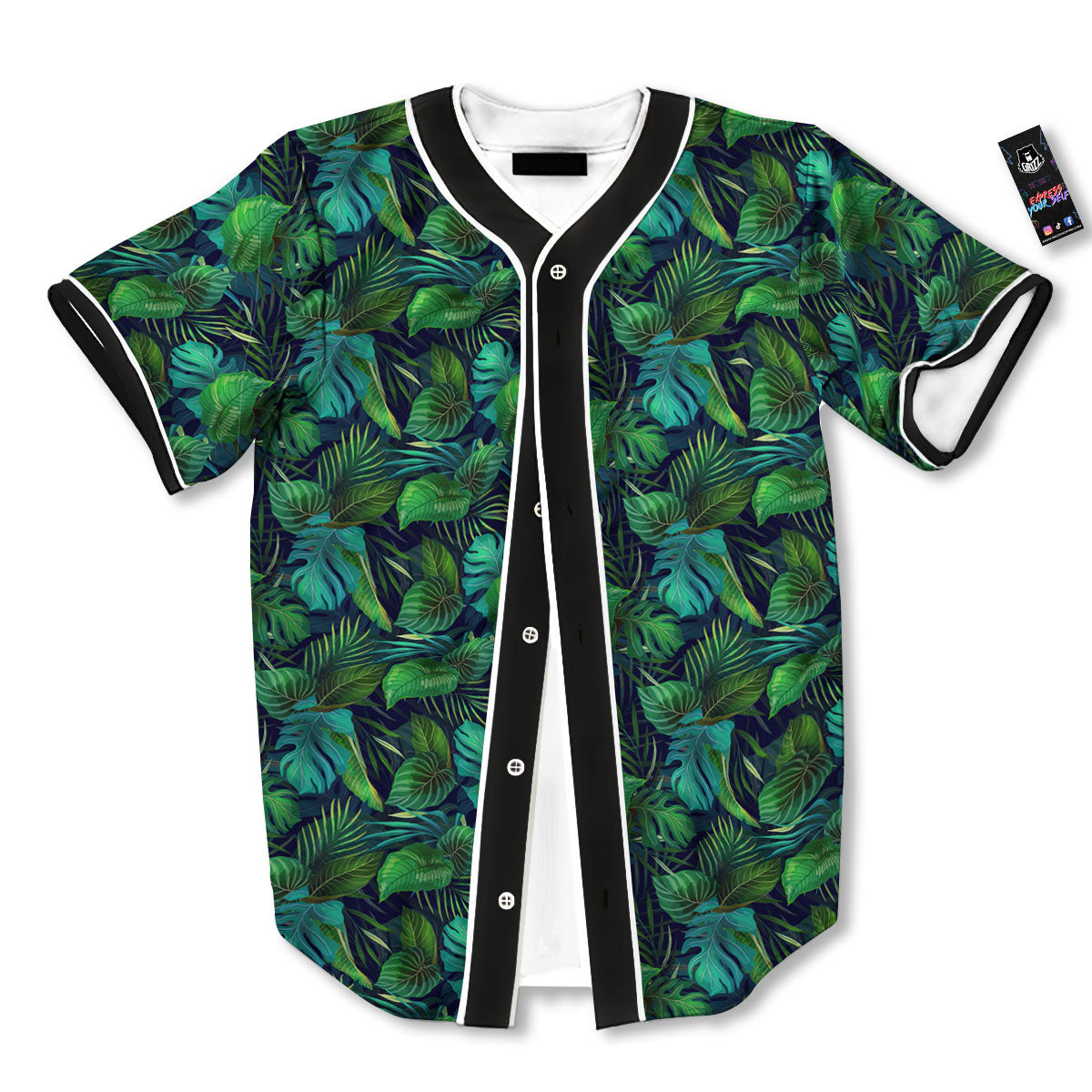 Exotic Leaf Tropical Print Pattern Baseball Jersey-grizzshop