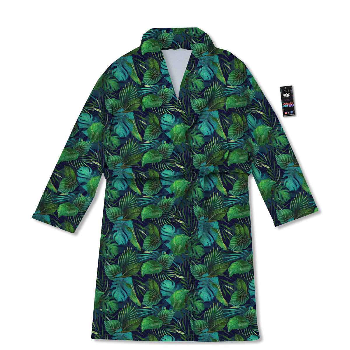 Exotic Leaf Tropical Print Pattern Bathrobe-grizzshop