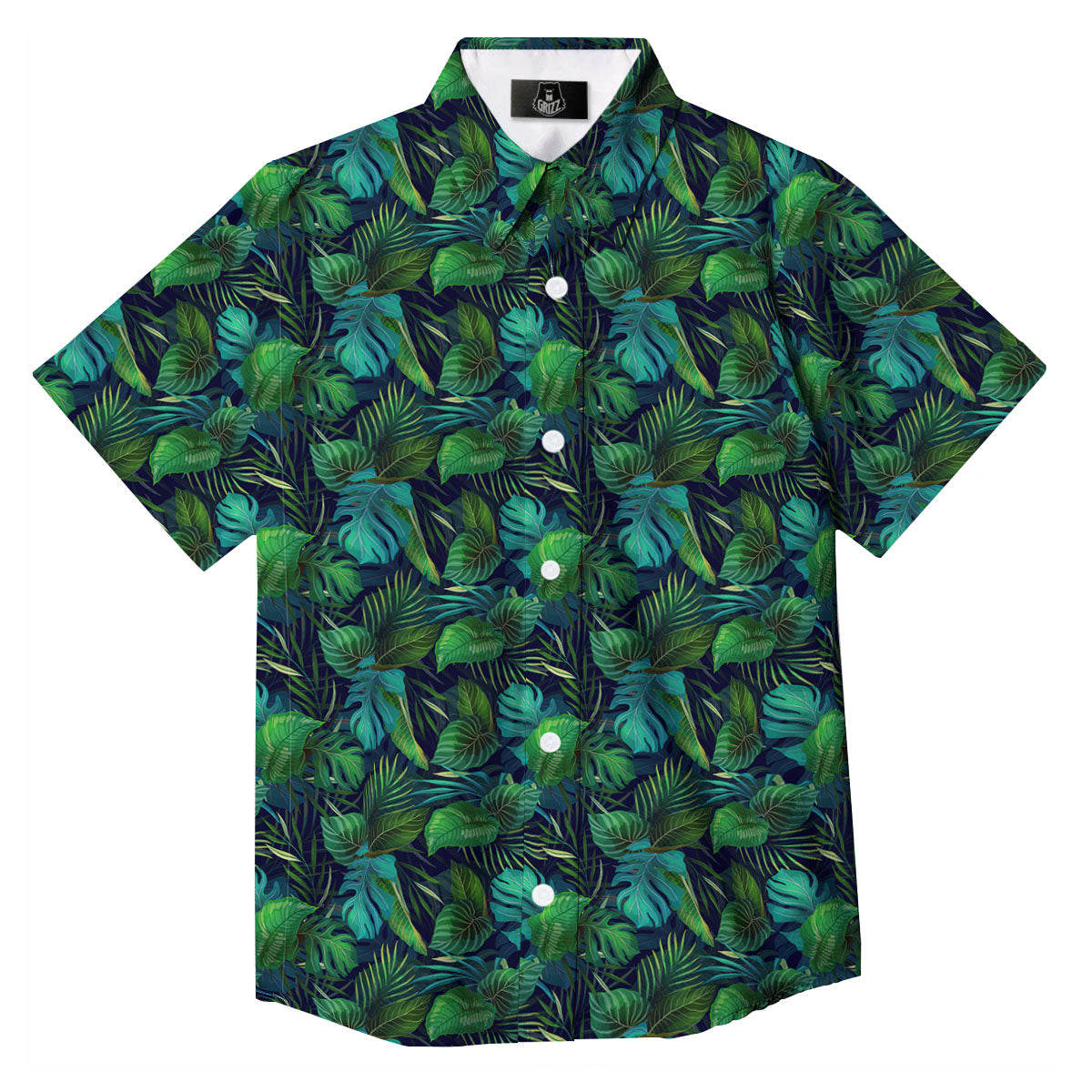Exotic Leaf Tropical Print Pattern Button Up Shirt-grizzshop