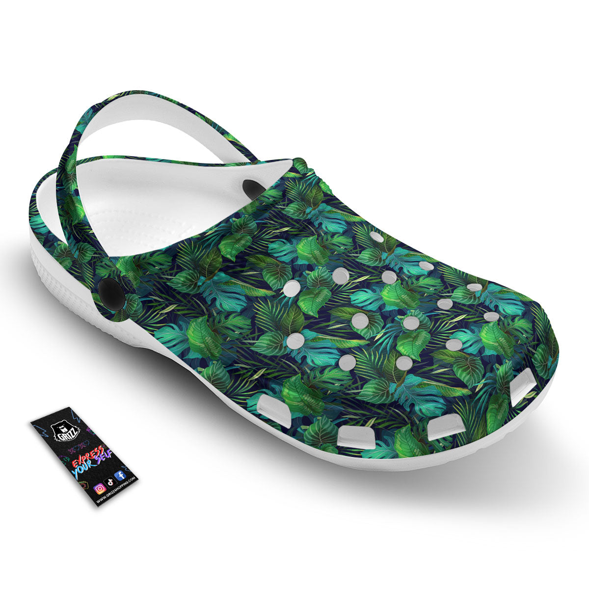 Exotic Leaf Tropical Print Pattern Clog-grizzshop