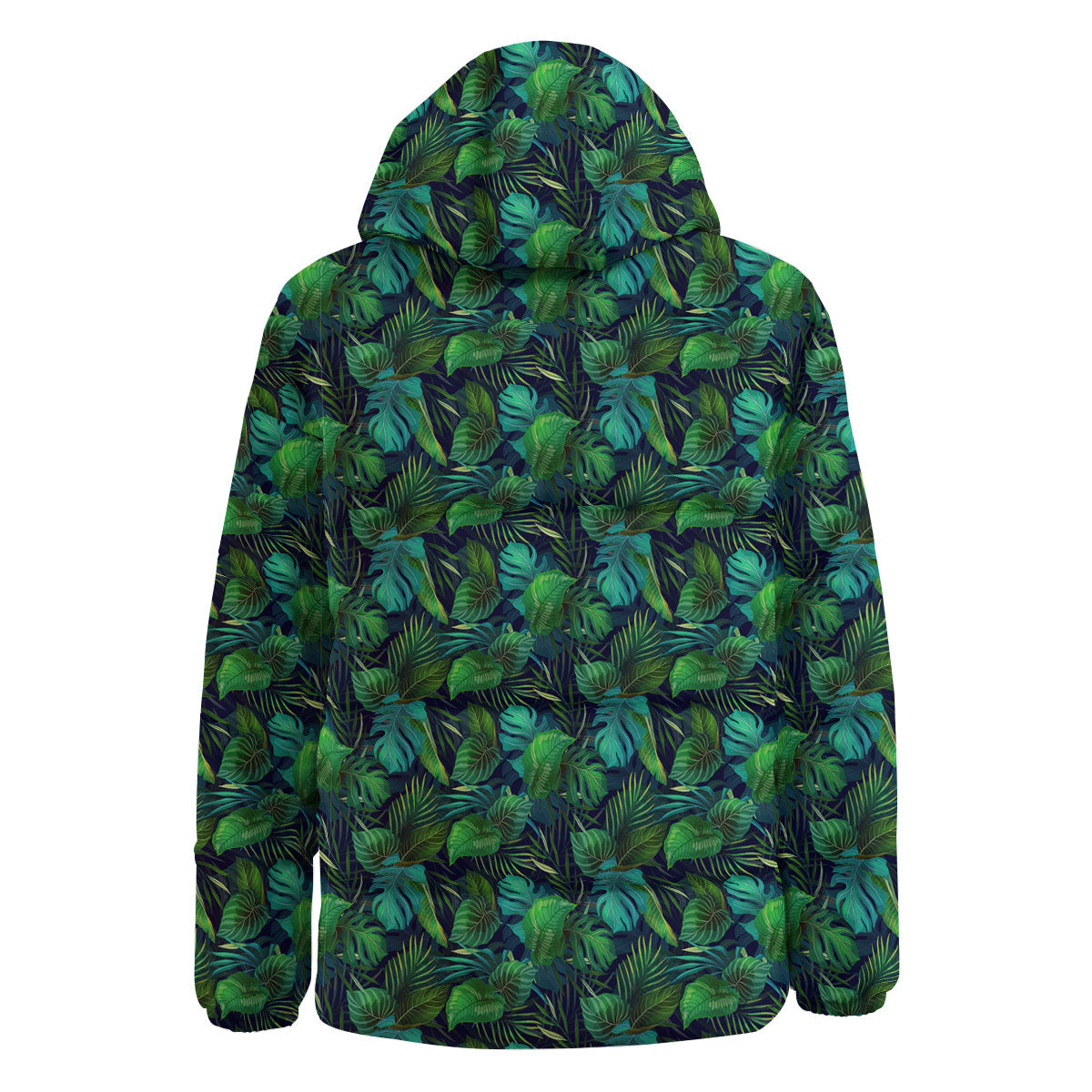 Exotic Leaf Tropical Print Pattern Down Jacket-grizzshop