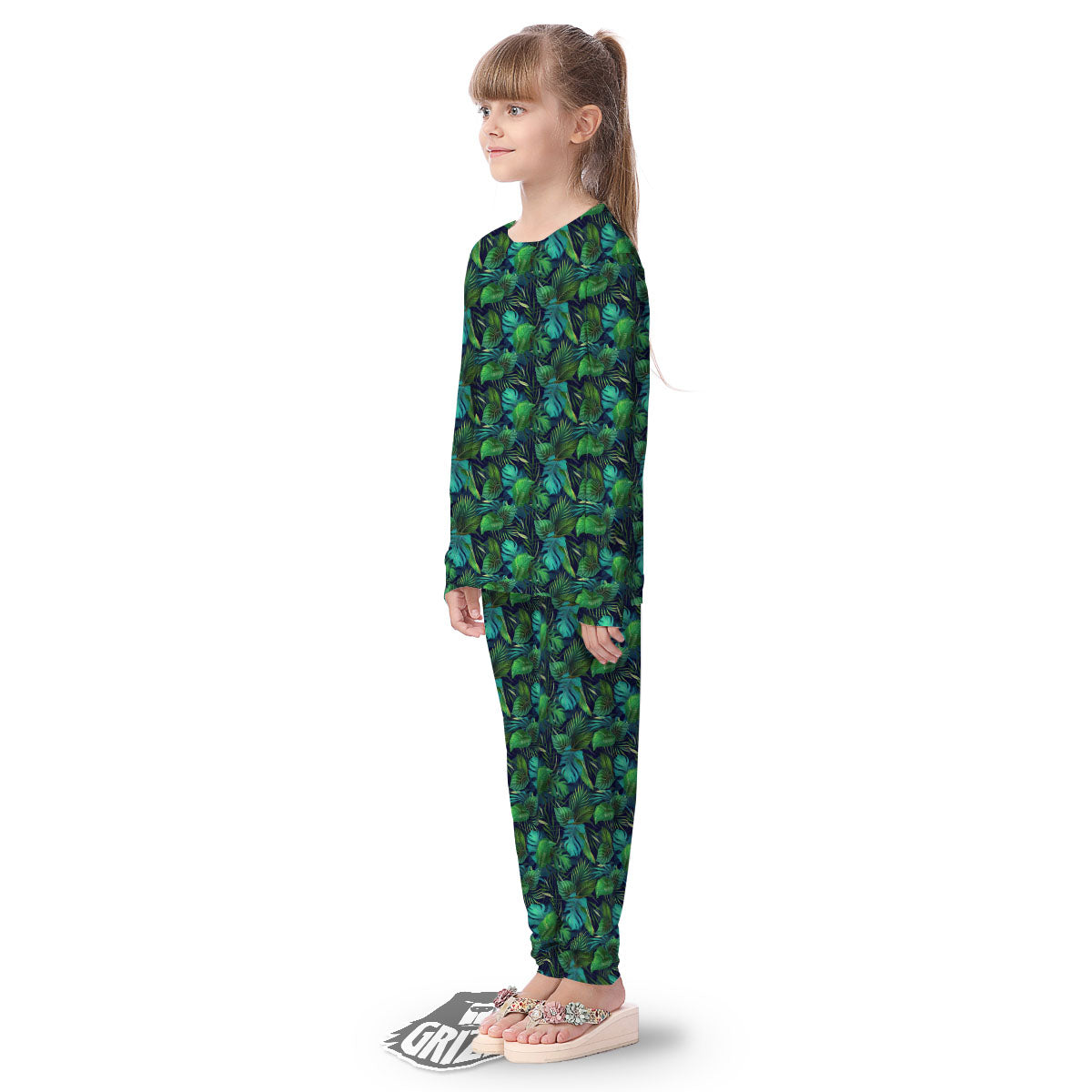Exotic Leaf Tropical Print Pattern Kid's Pajamas-grizzshop