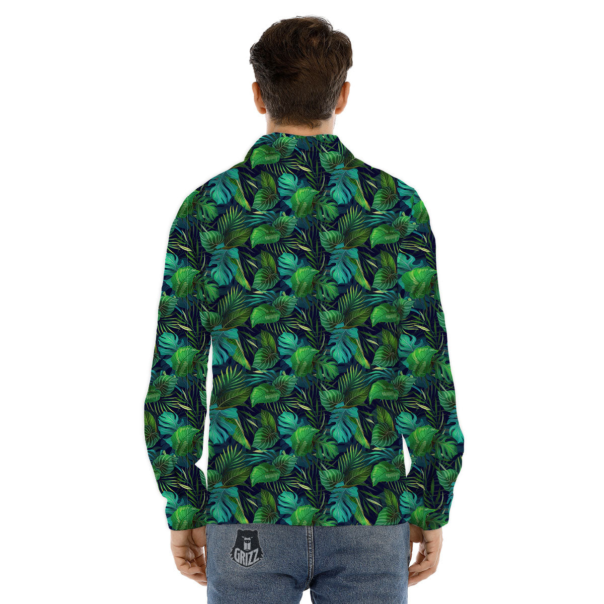 Exotic Leaf Tropical Print Pattern Men's Dress Shirts-grizzshop