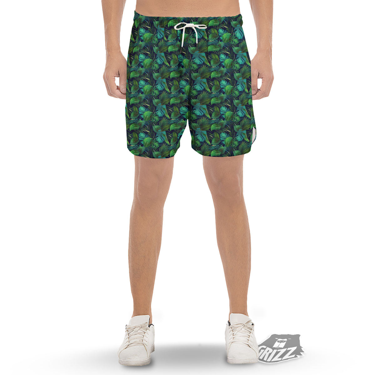 Exotic Leaf Tropical Print Pattern Men's Gym Shorts-grizzshop
