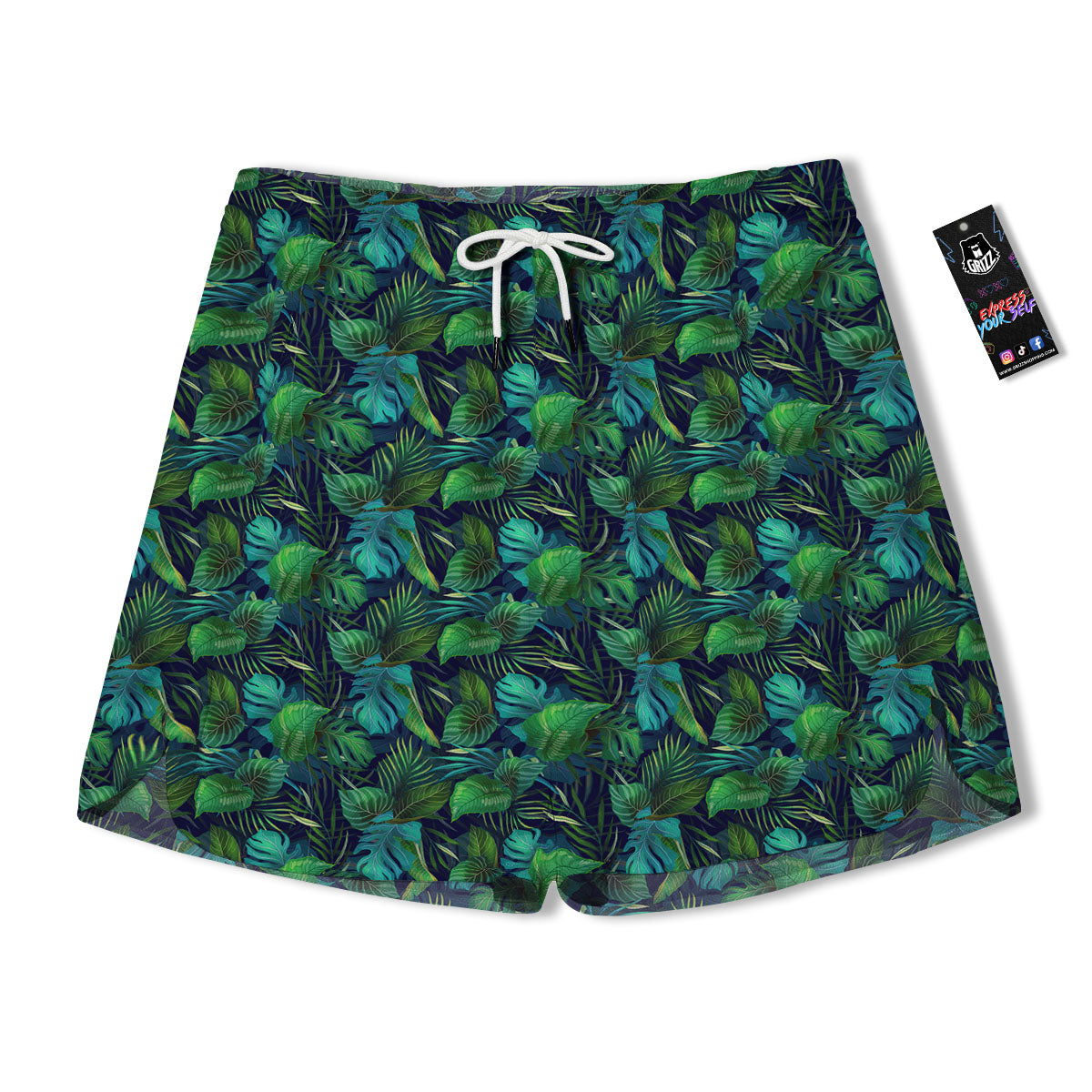 Exotic Leaf Tropical Print Pattern Men's Running Shorts-grizzshop