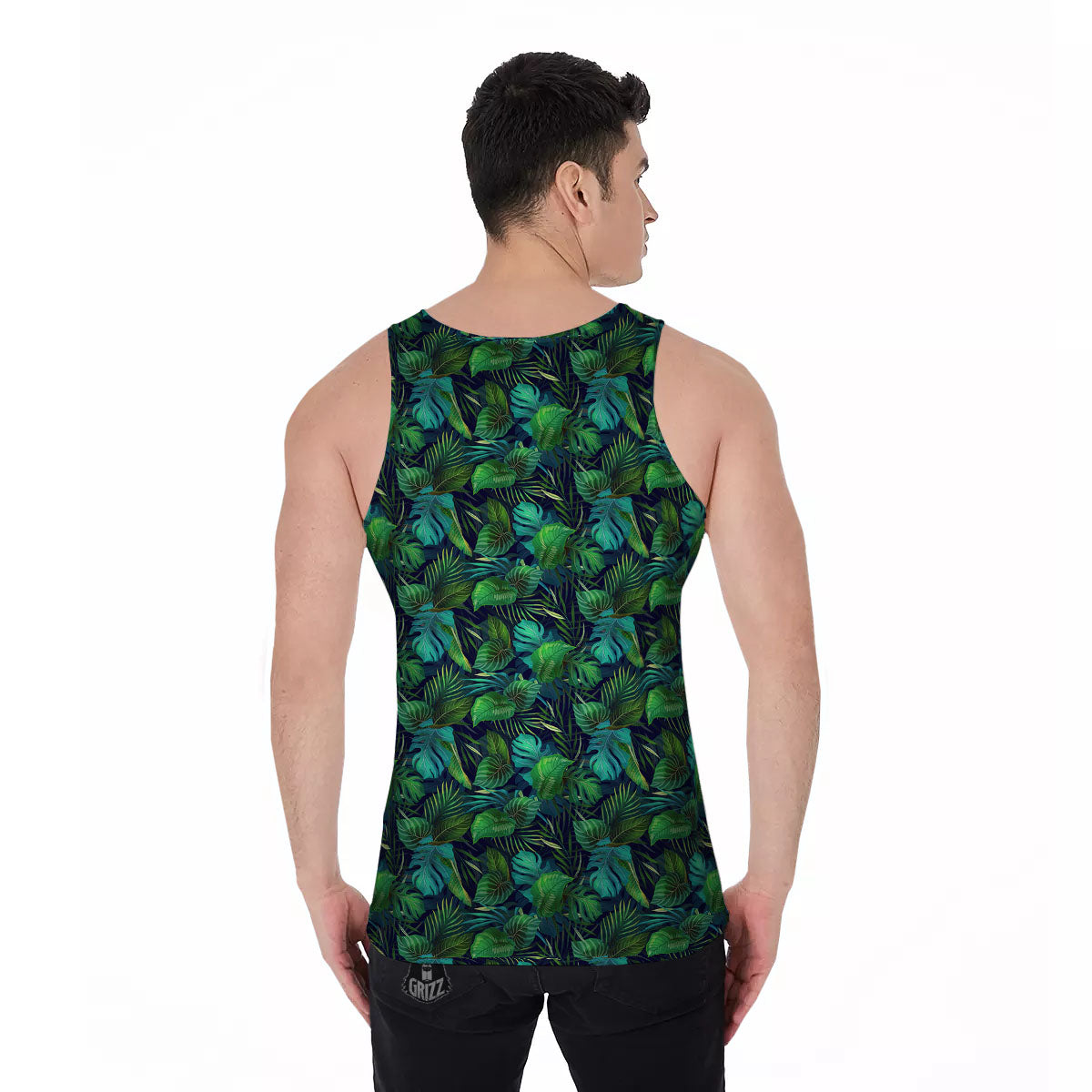Exotic Leaf Tropical Print Pattern Men's Tank Top-grizzshop