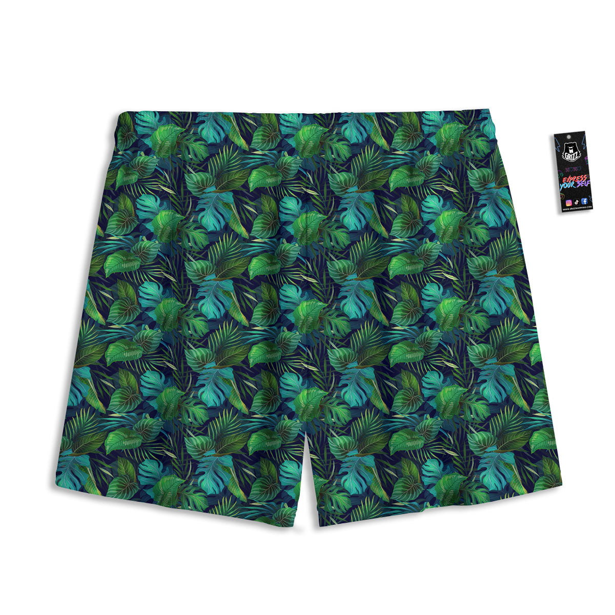 Exotic Leaf Tropical Print Pattern Mesh Shorts