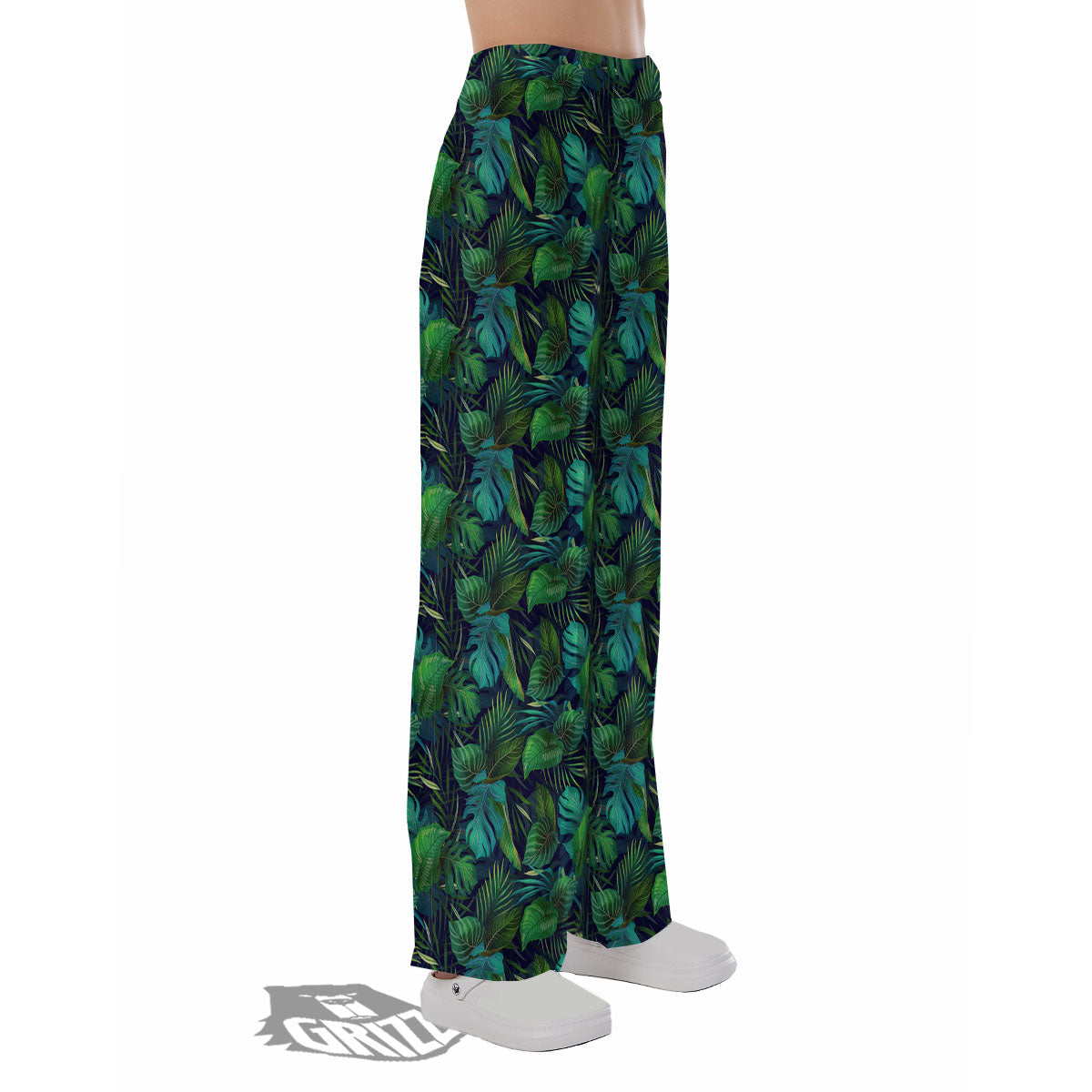 Exotic Leaf Tropical Print Pattern Pajama Pants-grizzshop