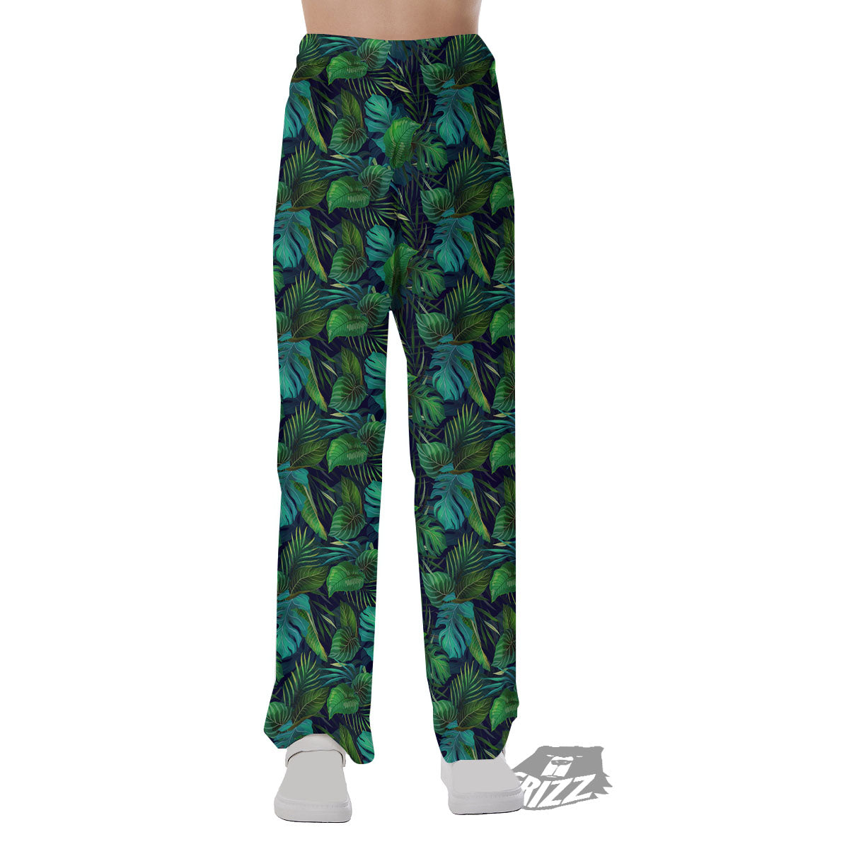 Exotic Leaf Tropical Print Pattern Pajama Pants-grizzshop