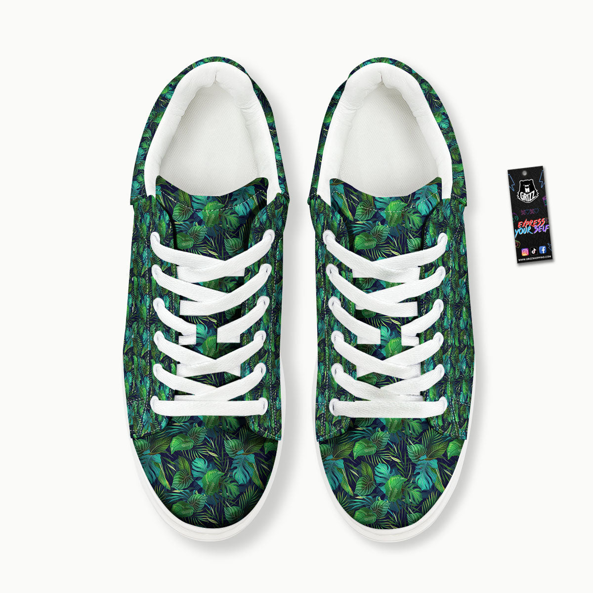 Exotic Leaf Tropical Print Pattern Platform Shoes-grizzshop