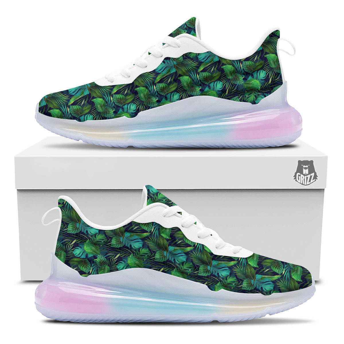 Exotic Leaf Tropical Print Pattern Running Sneakers-grizzshop