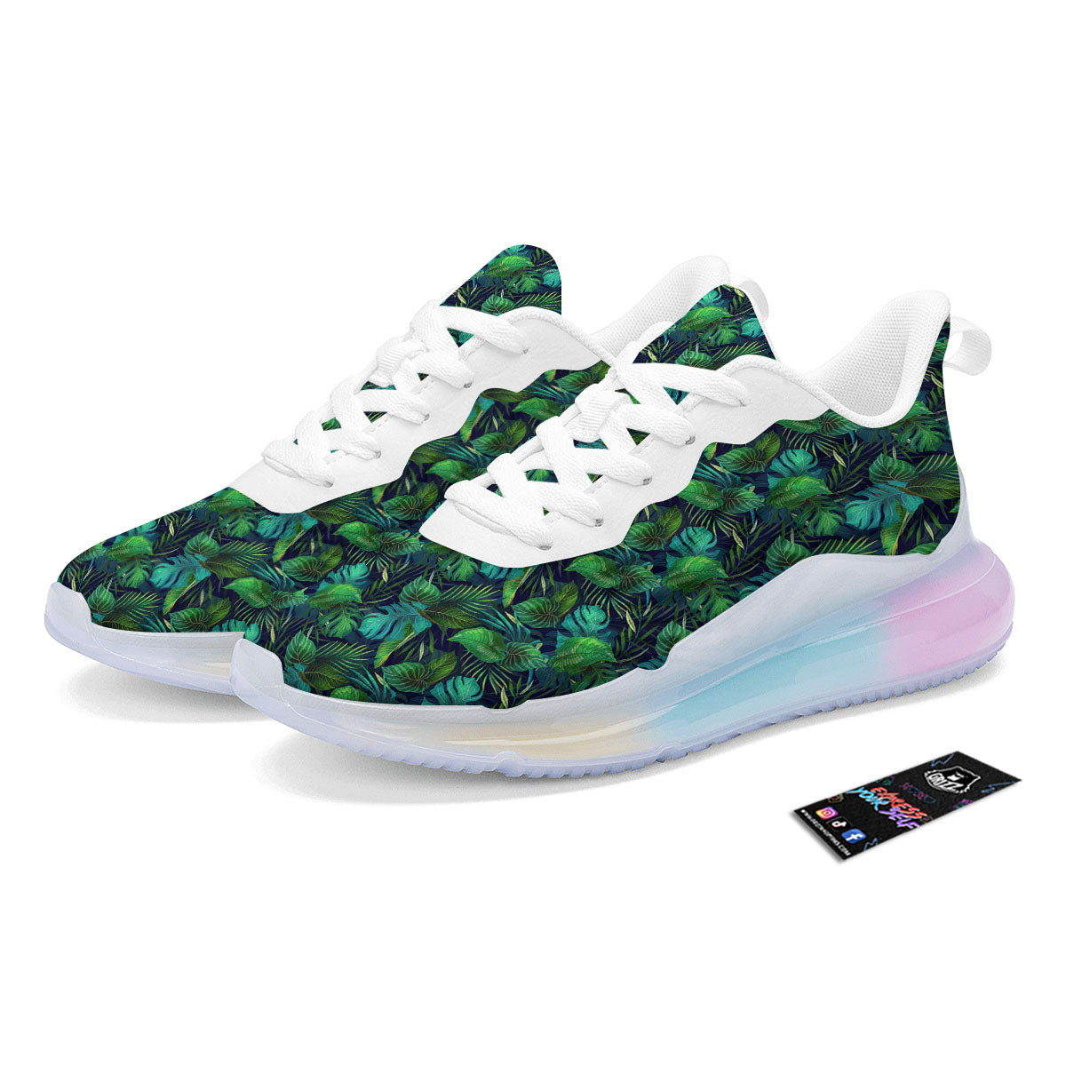 Exotic Leaf Tropical Print Pattern Running Sneakers-grizzshop