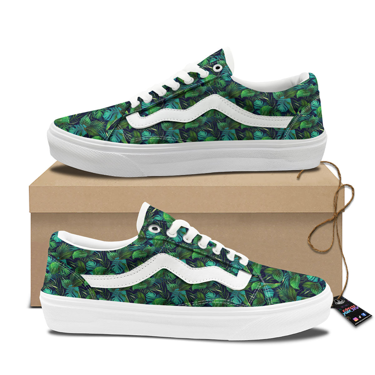 Exotic Leaf Tropical Print Pattern Skate Shoes-grizzshop