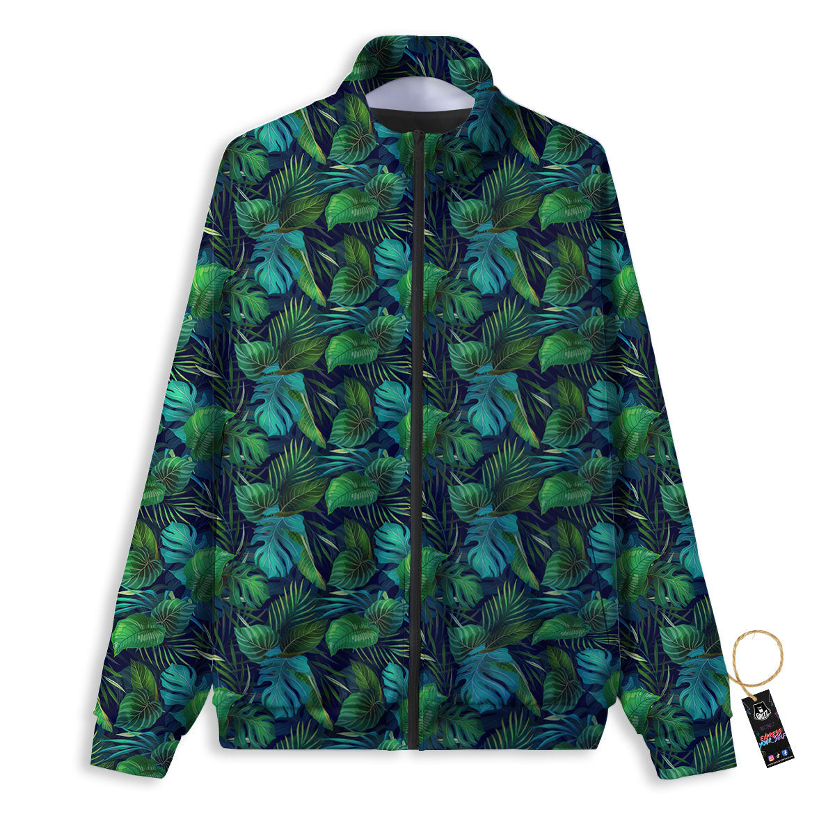 Exotic Leaf Tropical Print Pattern Track Jacket-grizzshop