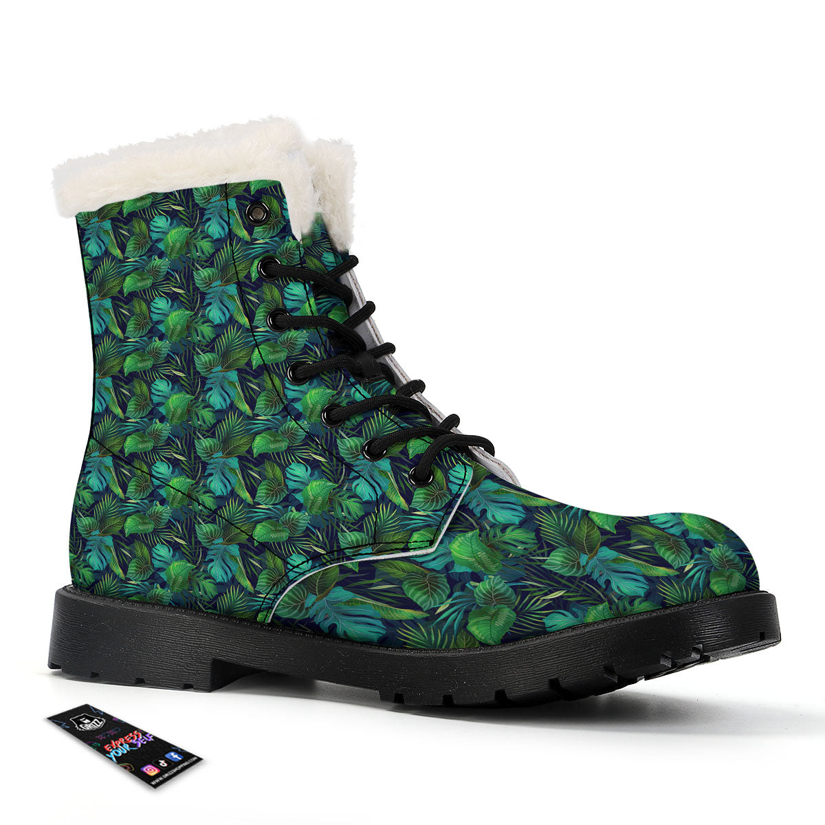 Exotic Leaf Tropical Print Pattern Winter Boots-grizzshop