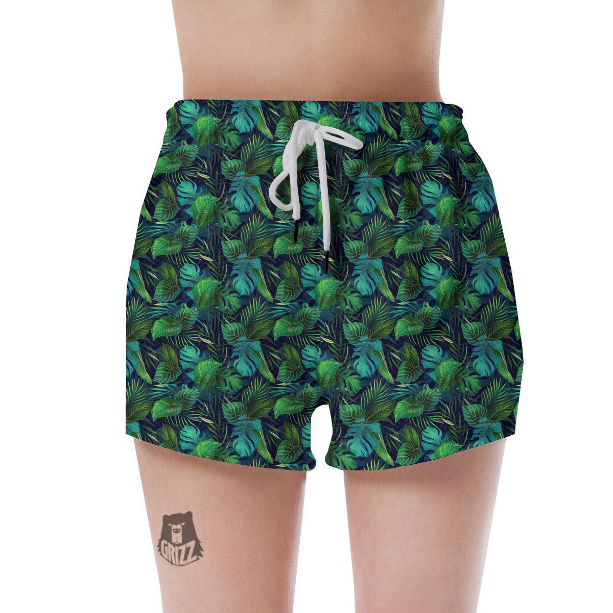 Exotic Leaf Tropical Print Pattern Women's Shorts-grizzshop
