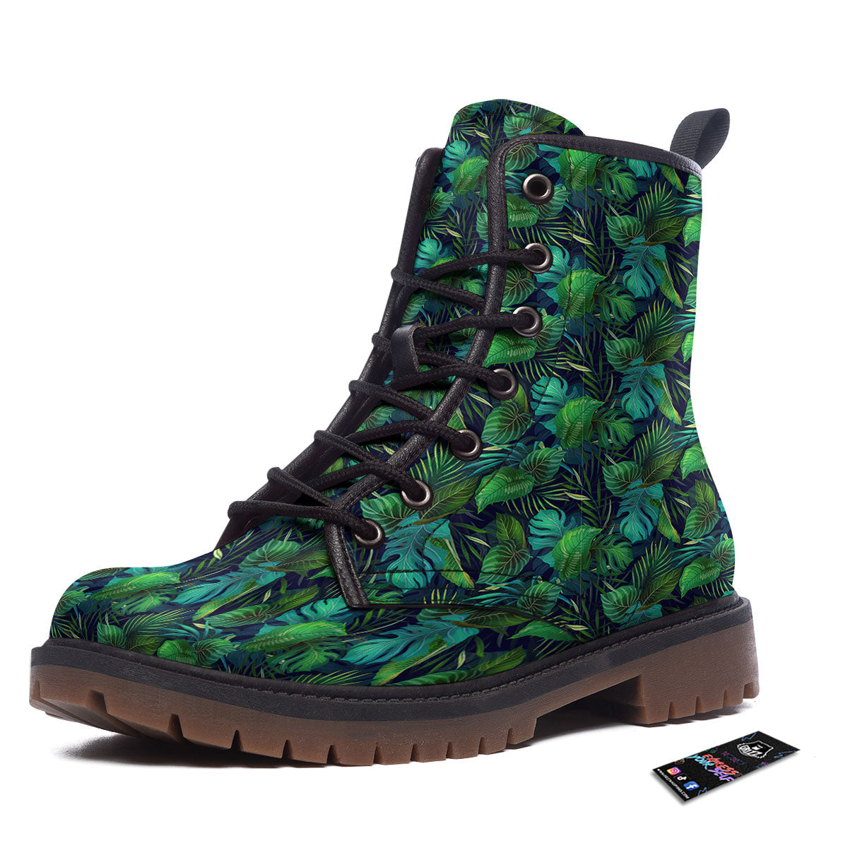 Exotic Leaf Tropical Print Pattern Work Boots-grizzshop