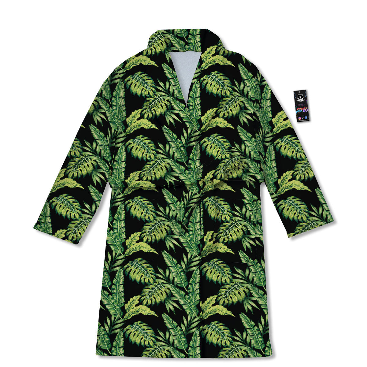 Exotic Leaves Tropical Print Pattern Bathrobe-grizzshop