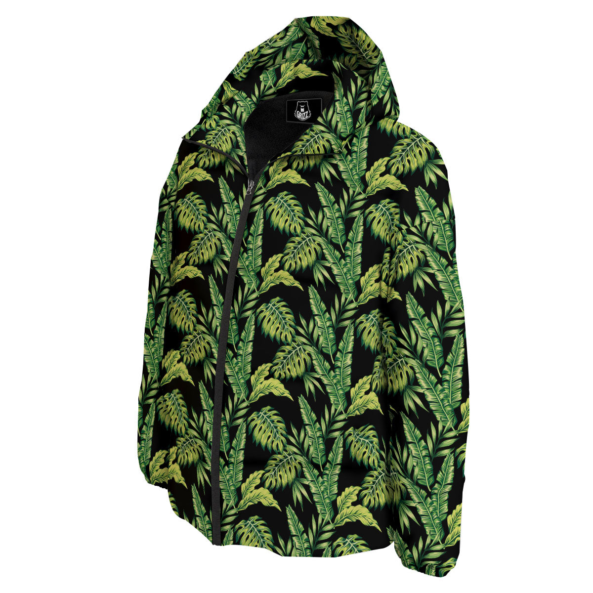 Exotic Leaves Tropical Print Pattern Down Jacket-grizzshop