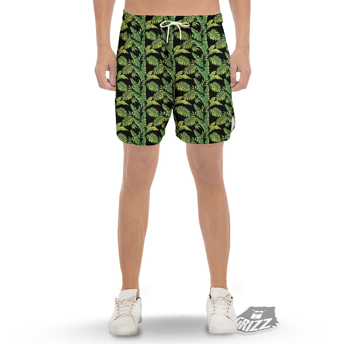 Exotic Leaves Tropical Print Pattern Men's Gym Shorts-grizzshop
