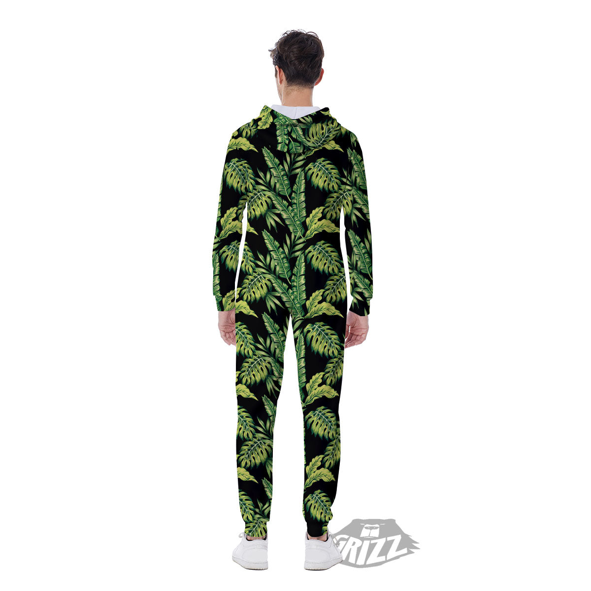 Exotic Leaves Tropical Print Pattern Men's Jumpsuit-grizzshop