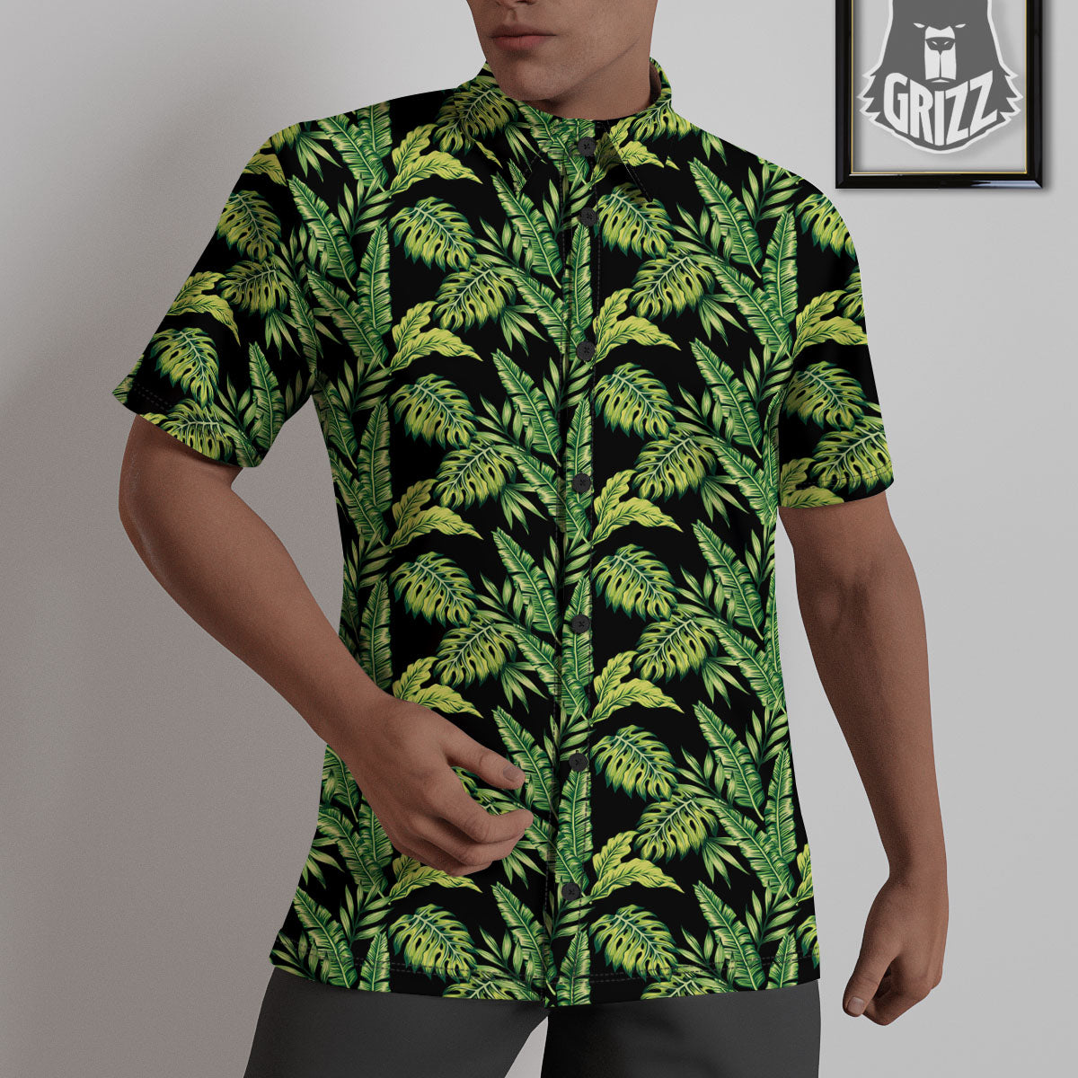 Exotic Leaves Tropical Print Pattern Untucked Shirts-grizzshop
