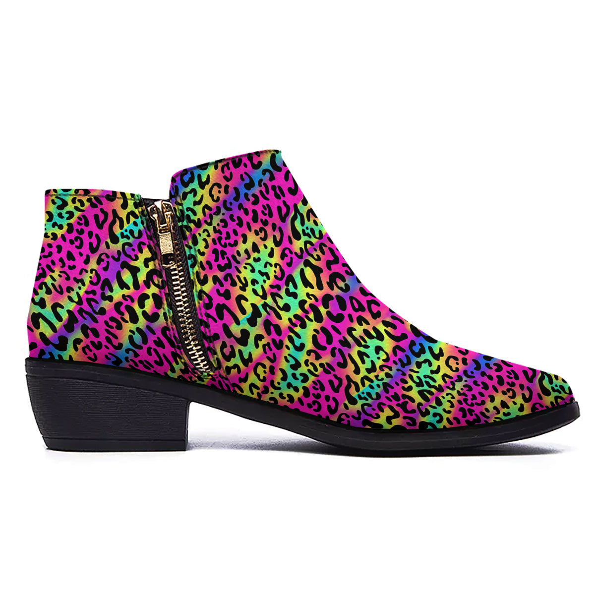 Exotic Neon Leopard Print Pattern Ankle Boots-grizzshop