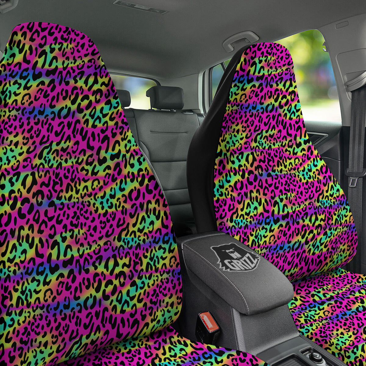 Exotic Neon Leopard Print Pattern Car Seat Covers-grizzshop