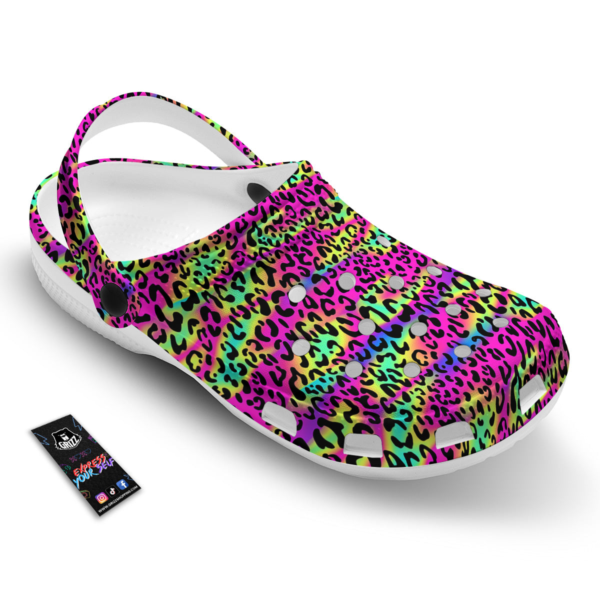 Exotic Neon Leopard Print Pattern Clog-grizzshop