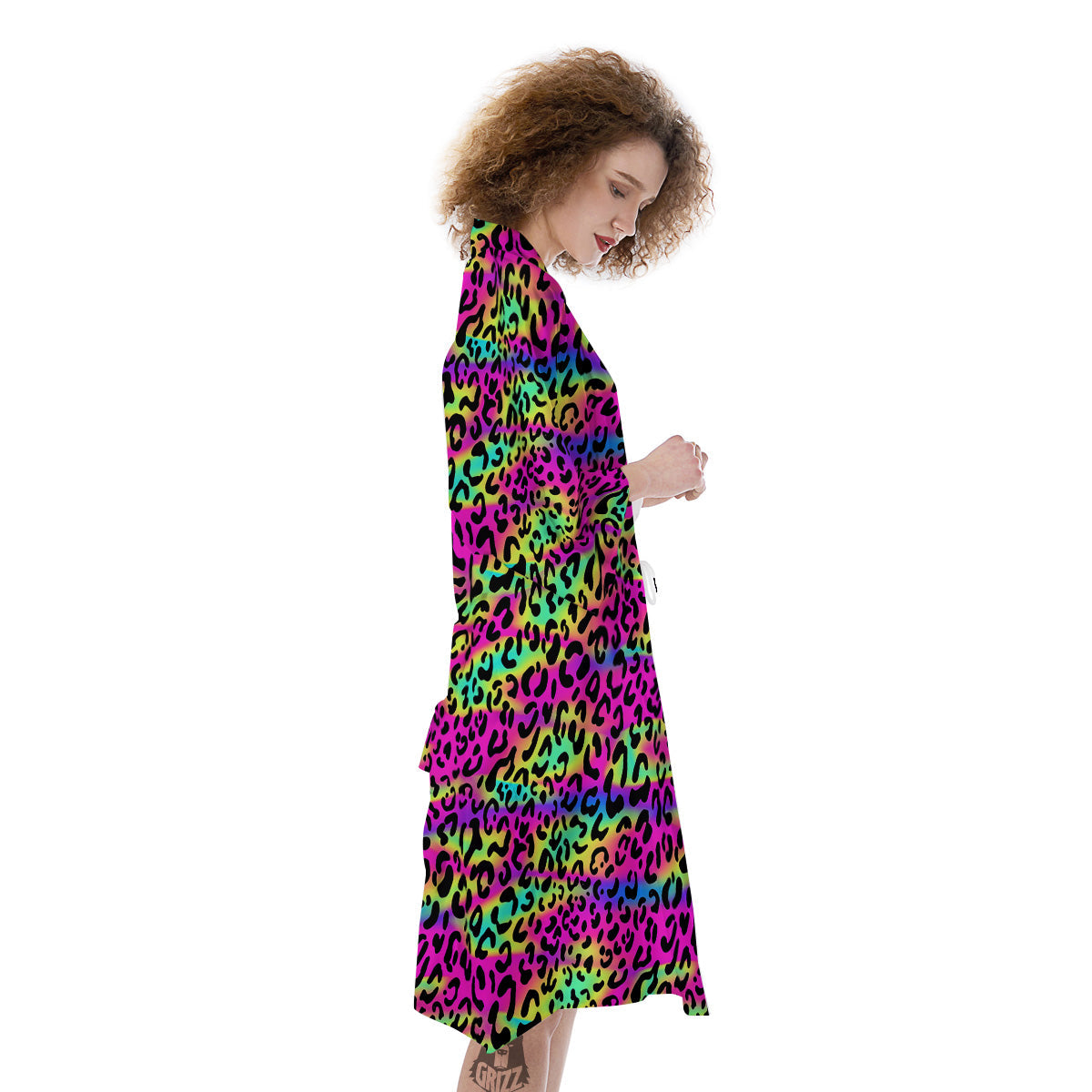 Exotic Neon Leopard Print Pattern Kimono-grizzshop