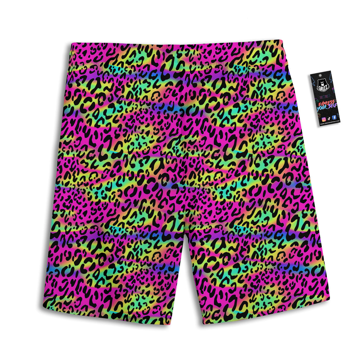 Exotic Neon Leopard Print Pattern Men's Athletic Shorts