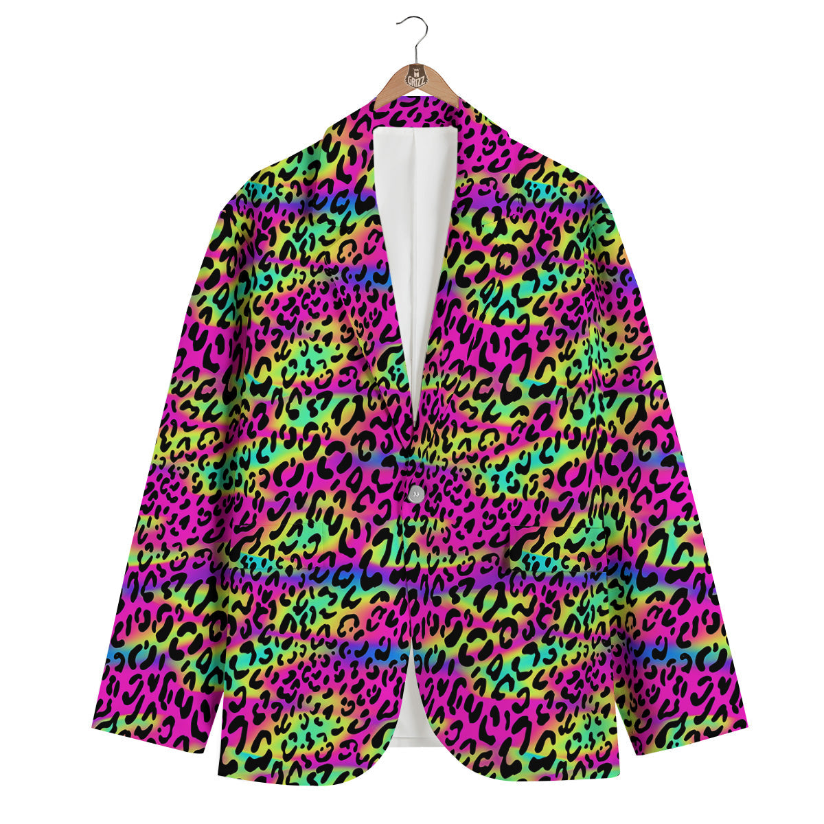 Exotic Neon Leopard Print Pattern Men's Blazer-grizzshop