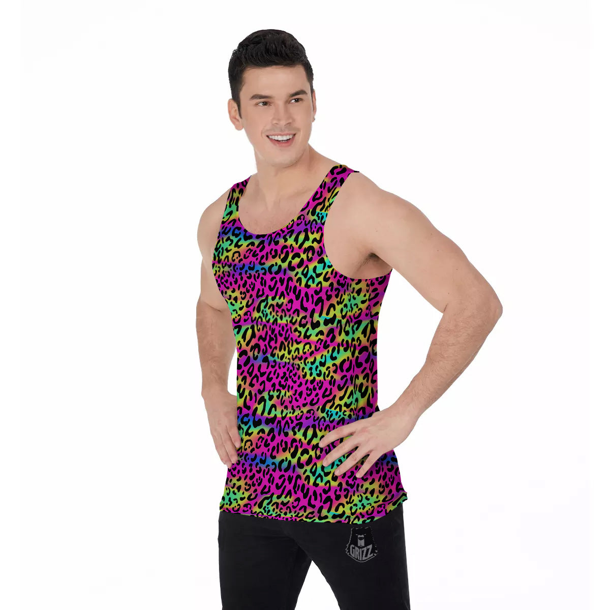Exotic Neon Leopard Print Pattern Men's Tank Top-grizzshop