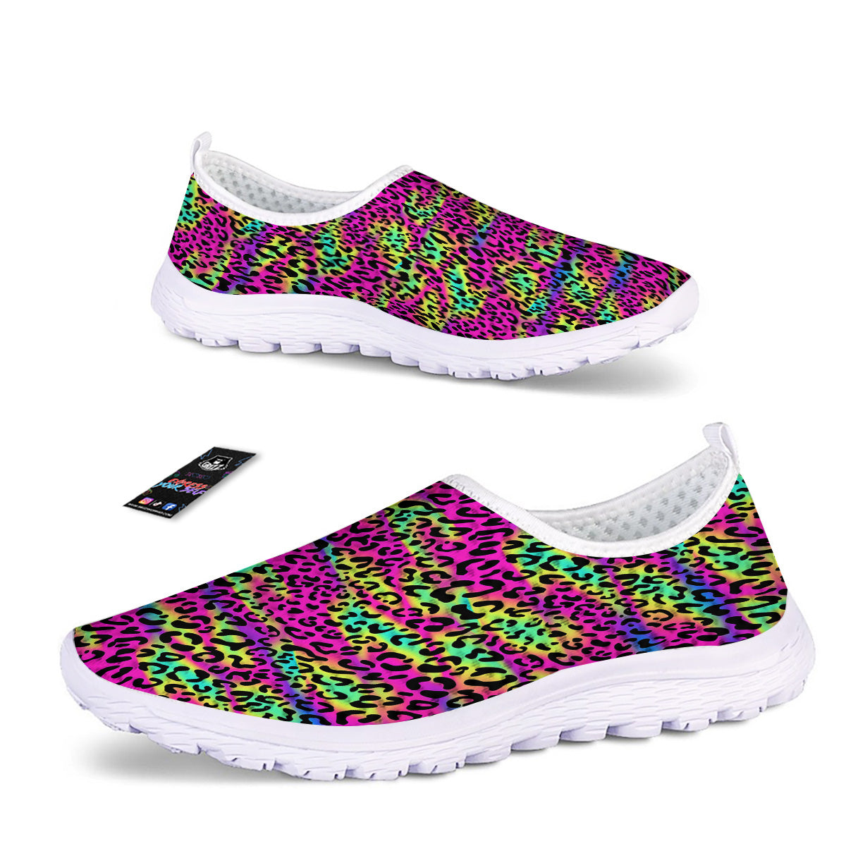 Exotic Neon Leopard Print Pattern Nurse Shoes-grizzshop
