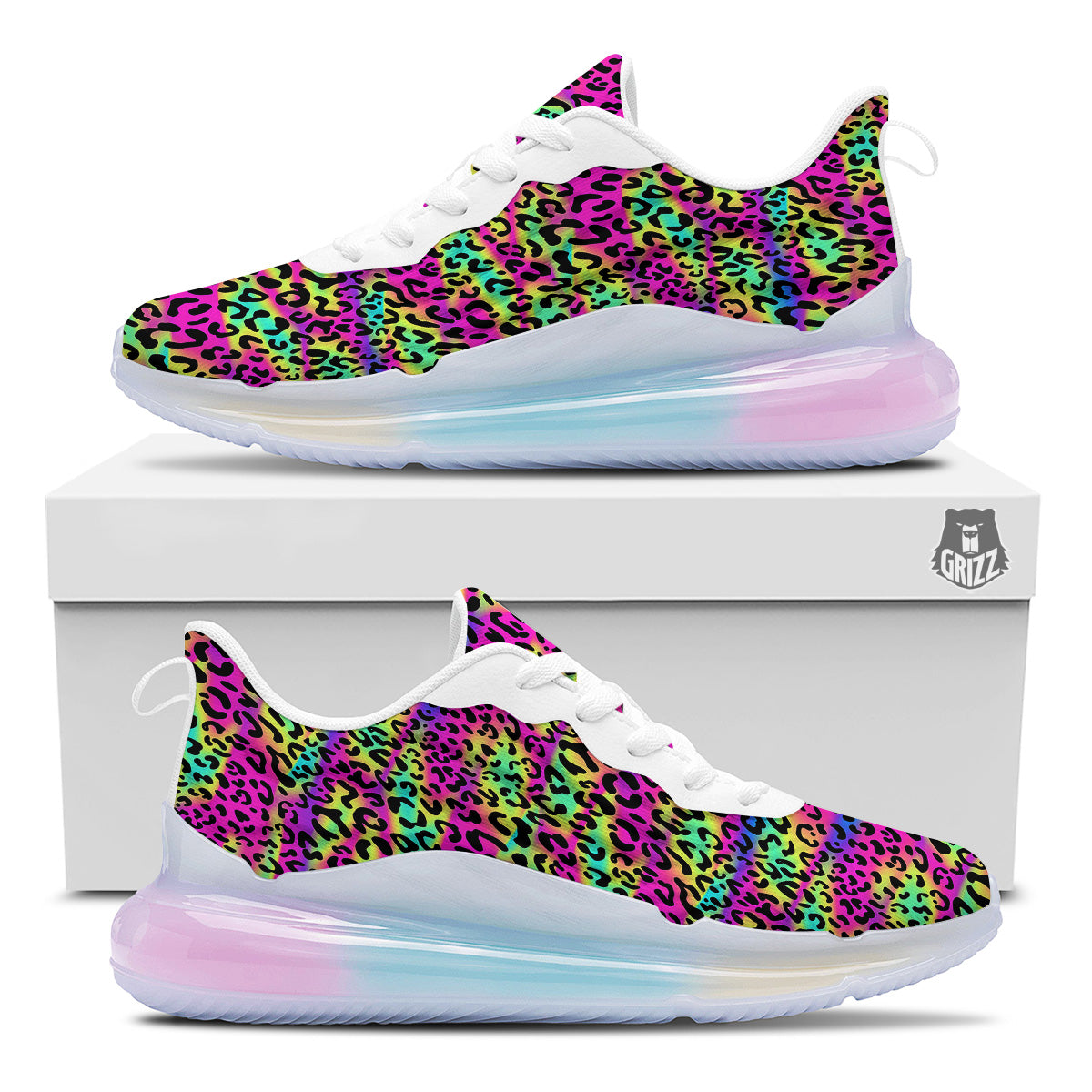 Exotic Neon Leopard Print Pattern Running Sneakers-grizzshop