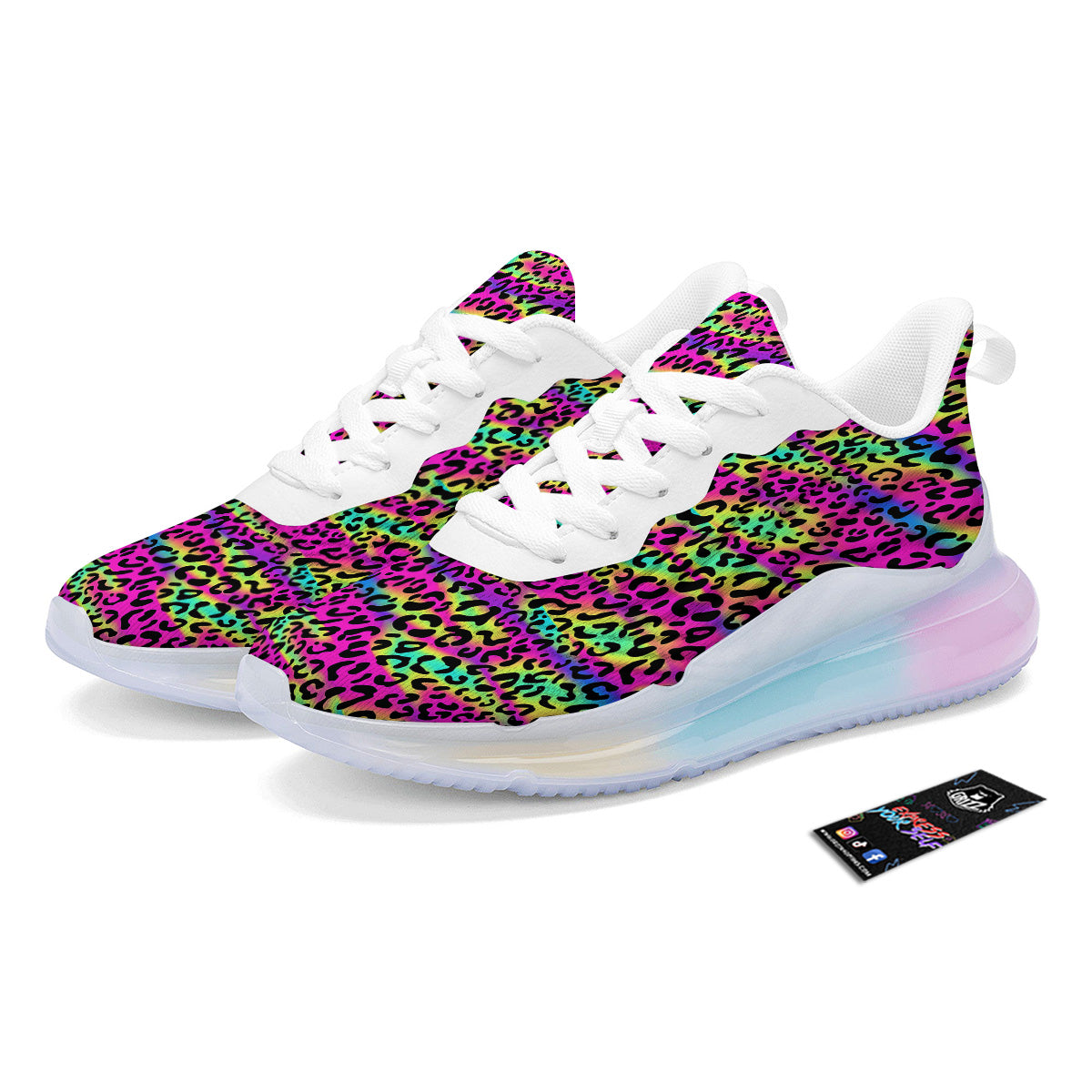 Exotic Neon Leopard Print Pattern Running Sneakers-grizzshop