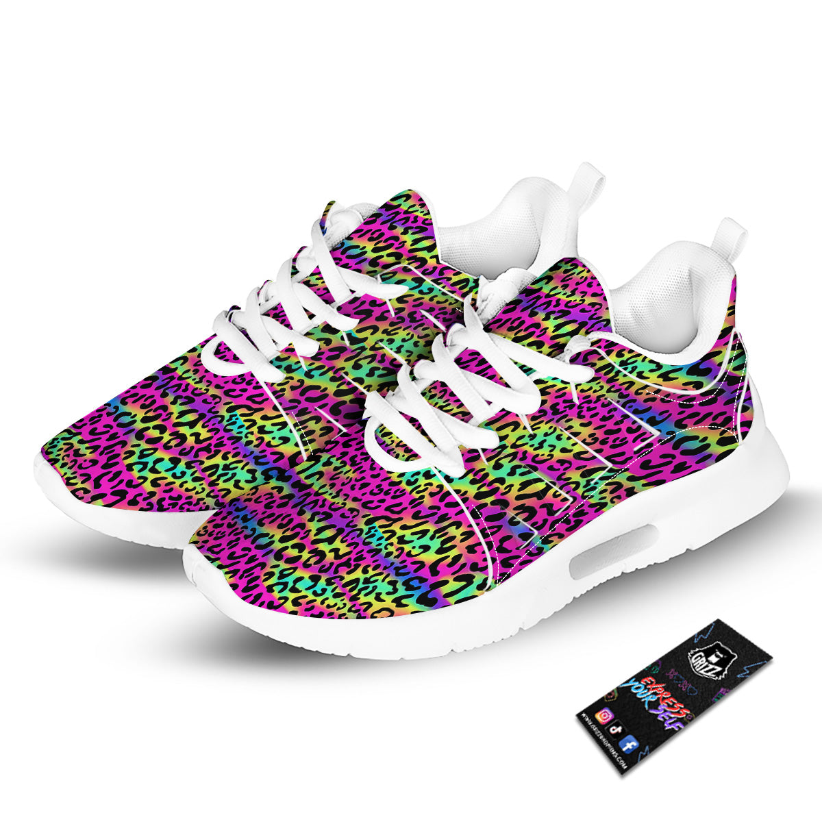 Exotic Neon Leopard Print Pattern Tennis Shoes-grizzshop